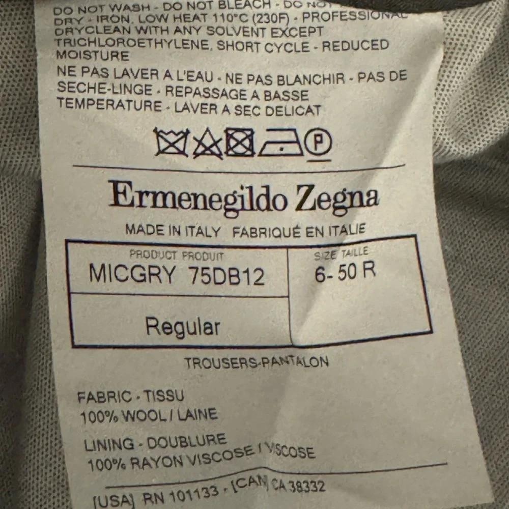Ermenegildo Zegna Gray Slacks Pants Size 34 Micronsphere Work Business‎ Modern